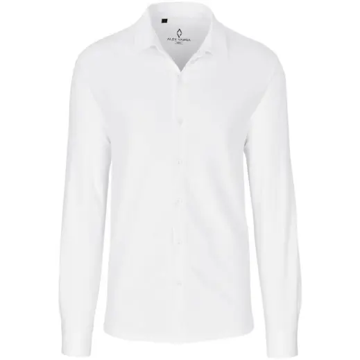 Mens Long Sleeve Alex Varga Cronus Knitted Shirt White Front